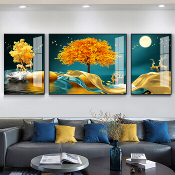 客間装飾画現代簡単ソファーの背景壁三連壁画1 - 置物